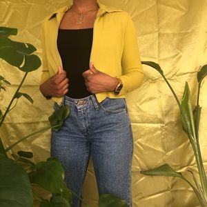 Vintage green cropped zip-up jacket.